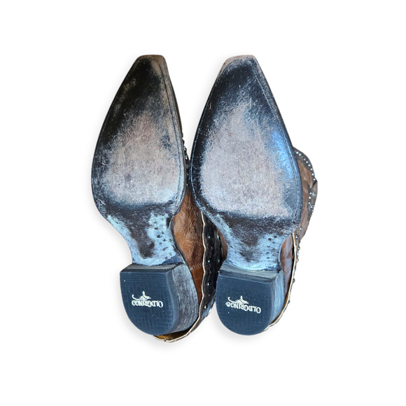 Old Gringo Brown Western Distressed Leather Studded Pointed Toe Cowboy Boots - Picture 8 of 9